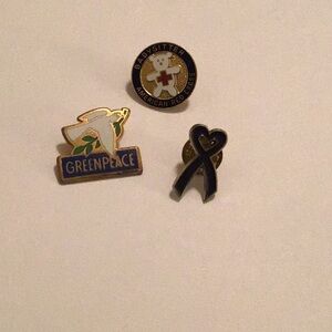 Greenpeace and Red Cross Pin Set of 3 pins